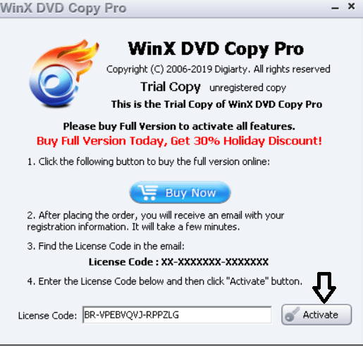 WinX DVD Copy Pro License Code