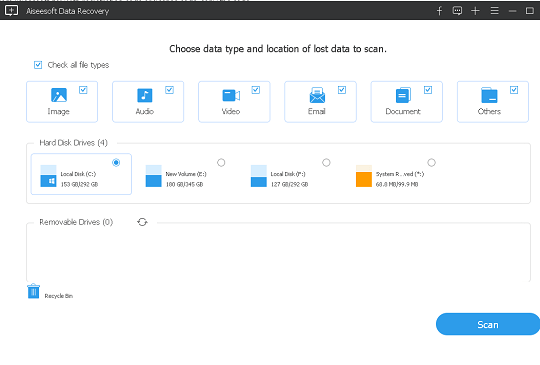 Aiseesoft Data Recovery interface