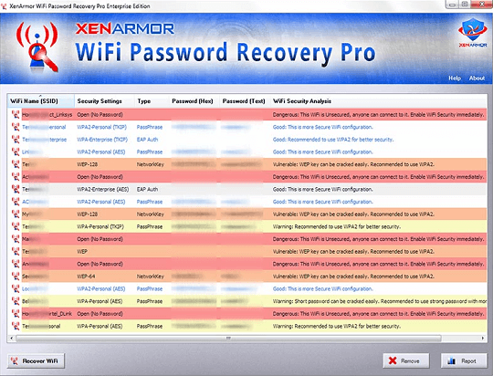 XenArmor WiFi Password Recovery Pro Interface (GUI)
