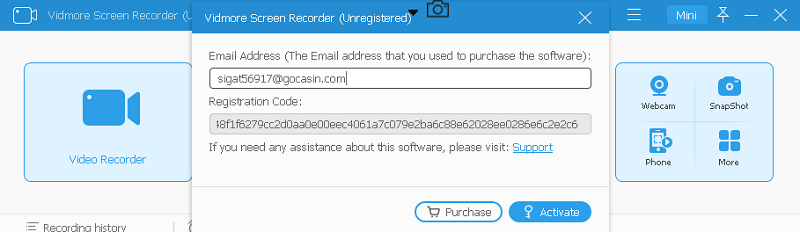 Vidmore Screen Recorder License Code