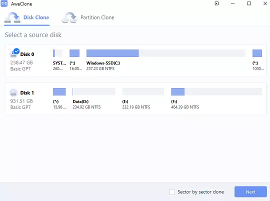 AweClone for Windows - Disk Cloning