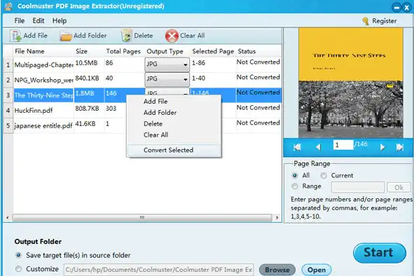 Coolmuster PDF Image Extractor UI - Main Window