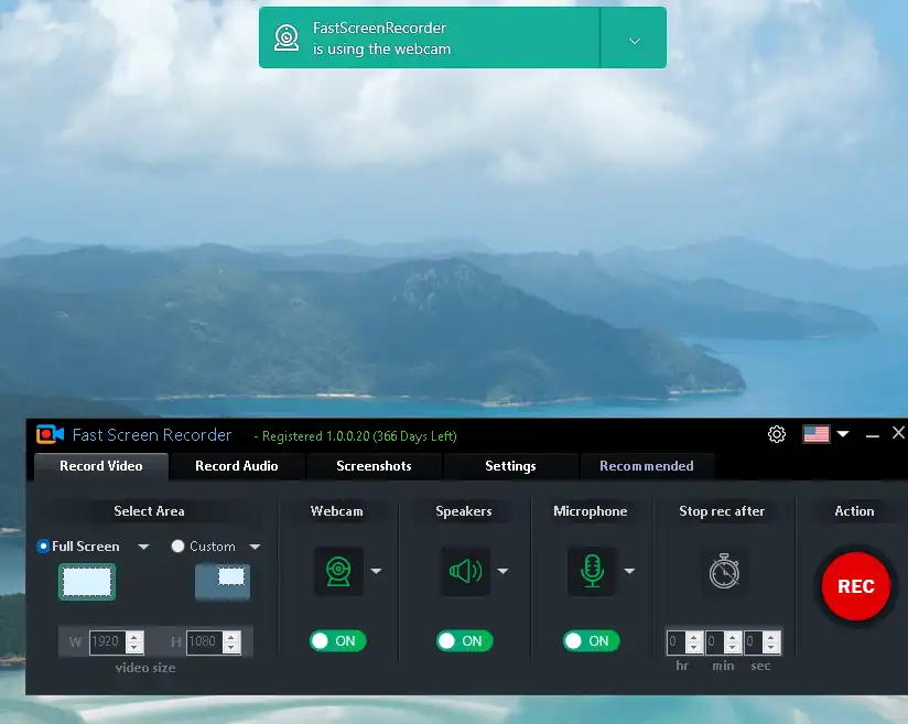 Faster Screen Recorder UI