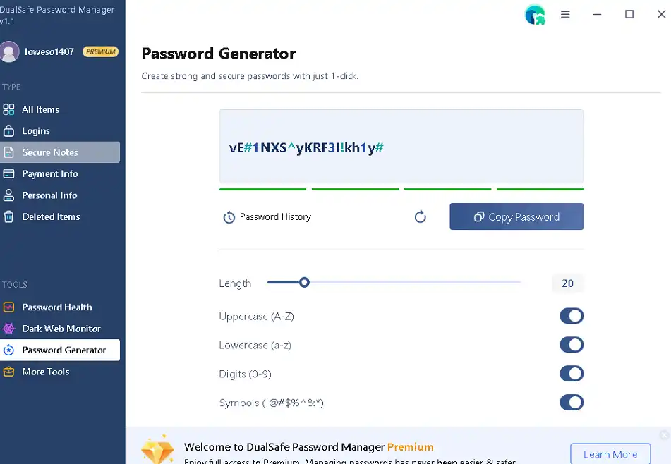 iTop DualSafe Password Manager - Password Generator