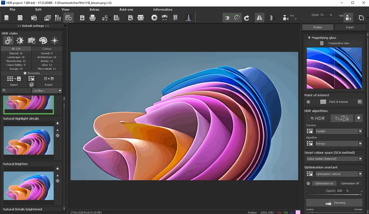 Franzis HDR Projects 7 UIMan Window