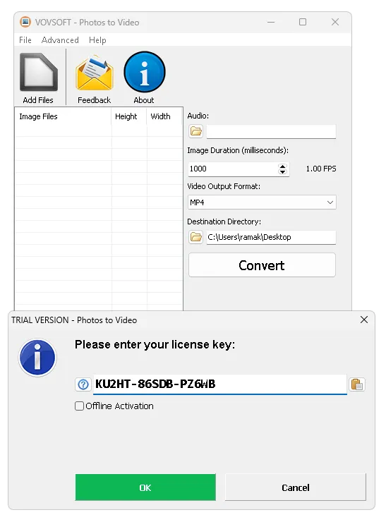 Vovsoft Photo to Video License Code