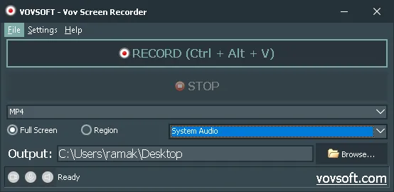 Vov Screen Recorder UI-