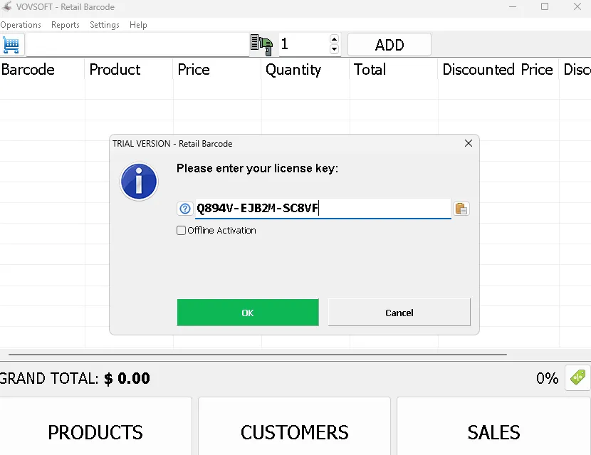 Vovsoft Retail Barcode License Key