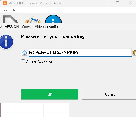 Vovsoft License to convert video to audio