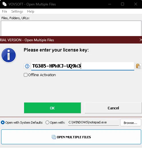 Open Wowsoft Multiple Files License Code