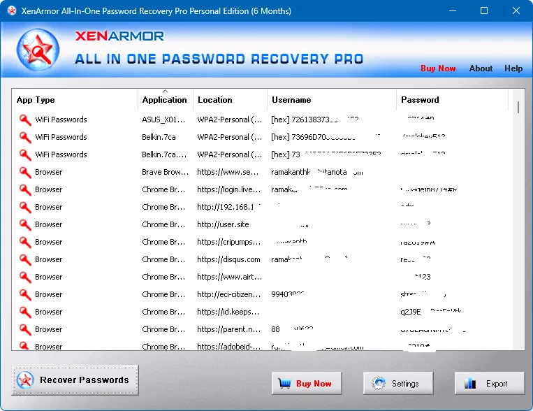 ZenArmor All-in-One Password Recovery Pro UI