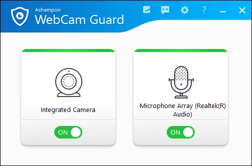 Ashampoo Webcam Guard UI-Main Window