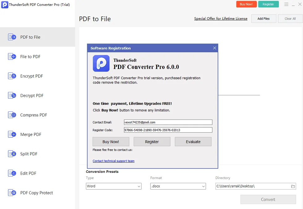 ThunderSoft PDF Converter Pro License