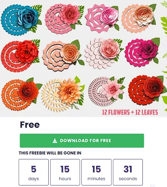 3D Rolled Paper Flower & Leaf SVG Bundle Free for 5 Days