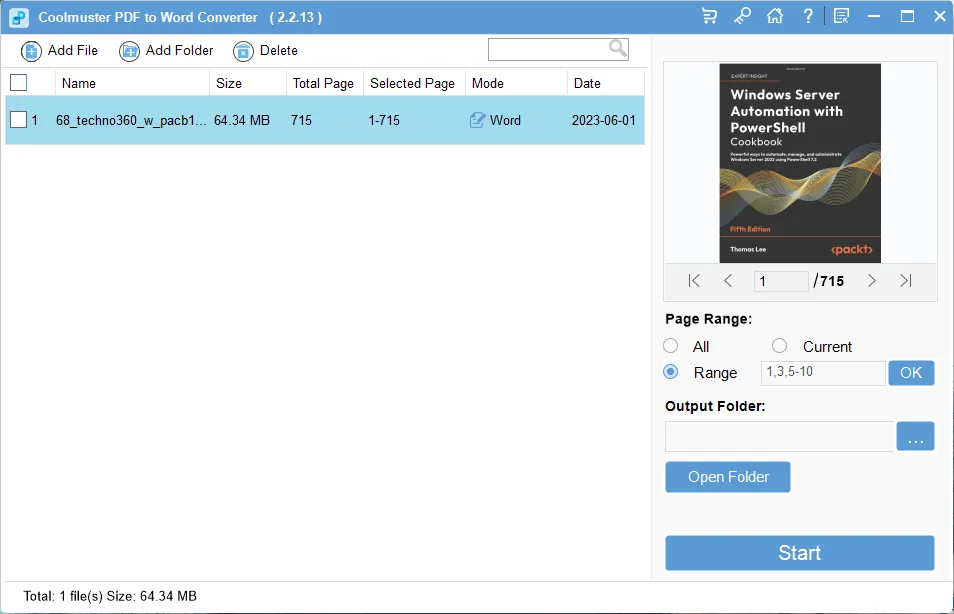 Coolmuster PDF to Word Converter UI-Main Window