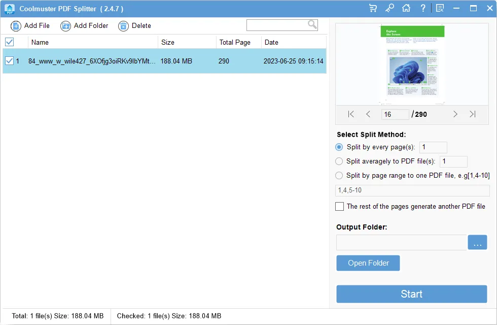 Coolmuster PDF Splitter UI