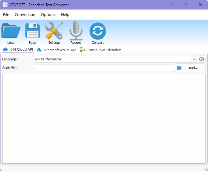 Vovesoft Speech to Text Converter UI