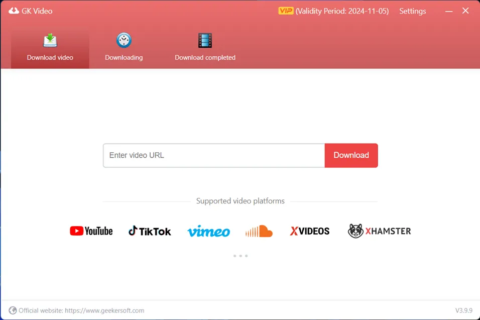 geekersoft video saver ui