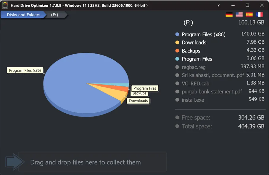 Disk space chart in Hard Drive Optimizer
